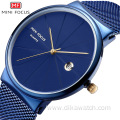 MINI FOCUS Formal Brand Watch for Men with Stainless Steel Strap Trendy casual Quartz Blue Watches Wrist Men Relogio Masculino